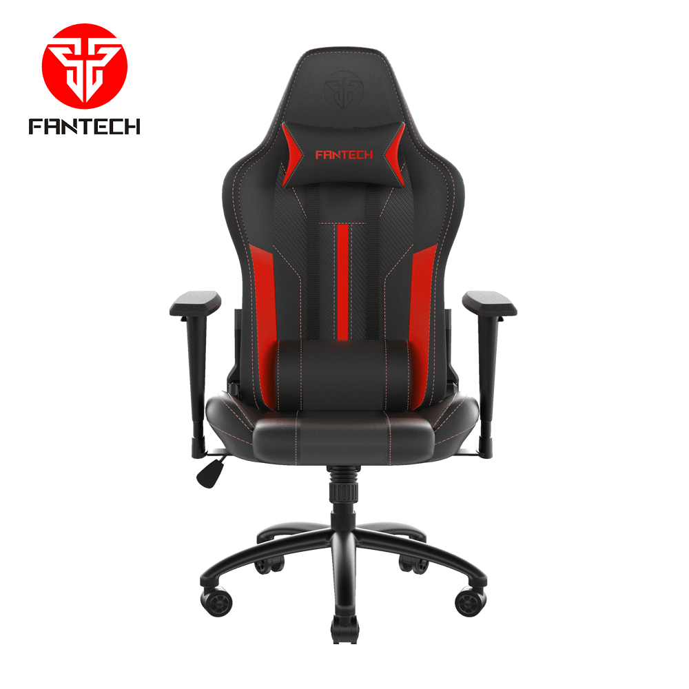 Fantech ergonomic gaming chair in black and red, featuring a high-back design, adjustable armrests, and lumbar support for ultimate comfort during long gaming or work sessions. Built with premium materials for durability and style. Fantech ergonomic gaming chair in black and red, featuring a high-back design, adjustable armrests, and lumbar support for ultimate comfort during long gaming or work sessions. Built with premium materials for durability and style.
